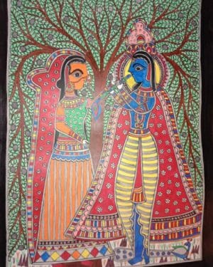 Radha Krishna - Madhubani painting - Rakesh Paswan - 22