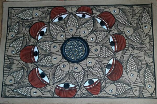 Fishes - Pattachitra painting - Amiruddin Chitrakar - 07