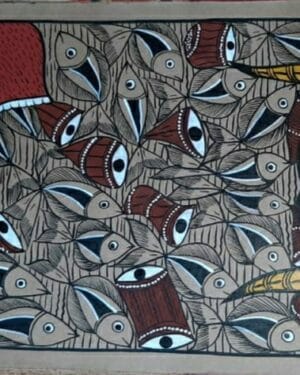 Fish marriage - Pattachitra painting - Amiruddin Chitrakar - 09