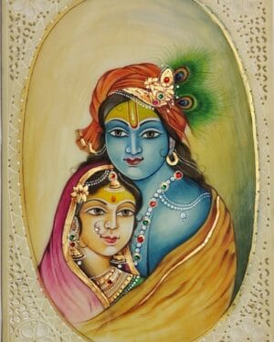 Radha Krishna - Rajasthani Miniature - Mukesh Kumar - 05