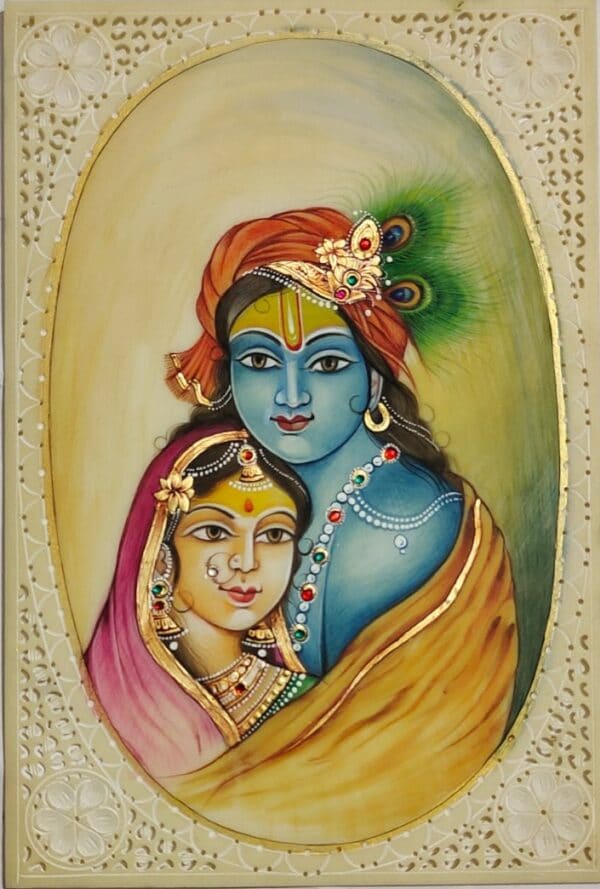 Radha Krishna - Rajasthani Miniature - Mukesh Kumar - 05