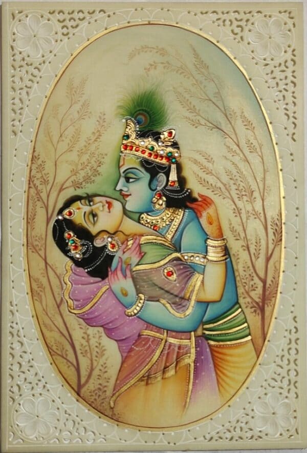 Radha Krishna - Rajasthani Miniature - Mukesh Kumar - 06