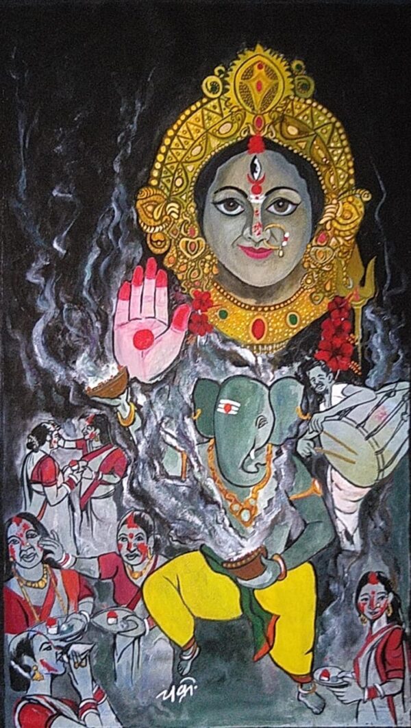 SINDOOR KHELA_MAA DURGA PUJA- INDIAN ART(17" X 28")