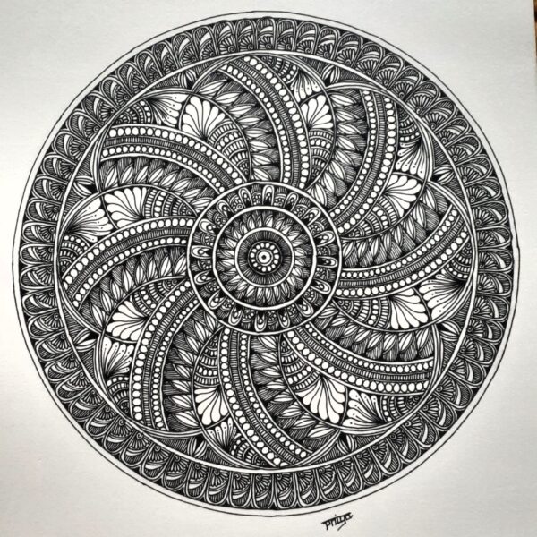 FLOWER MANDALA-MANDALA ART-(27.5x21cms-A4 paper)