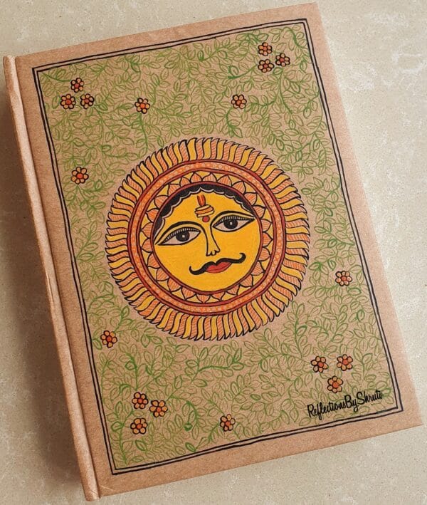 The Sun- Handmade Paper Hand Painted Journal (6"X8")