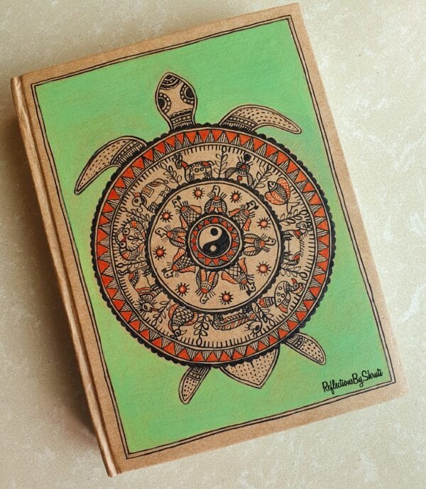 The Turtle- Handmade Paper Hand Painted Journal (6"x8")