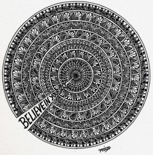 QUOTE MANDALA#4-MANDALA ART-(27.5x21cms-A4 paper)