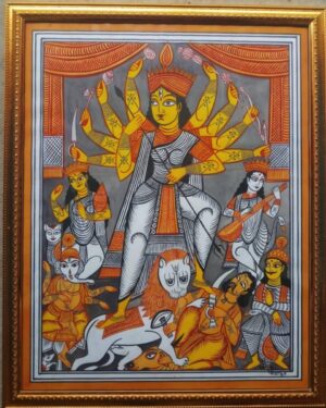 Maa Durga - Kalighat painting - Bahadur - 12