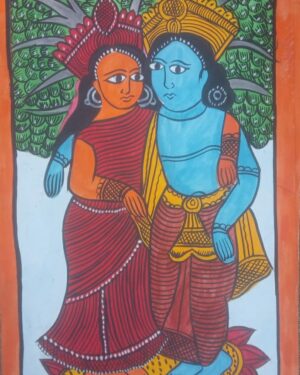 Radha Krishna - Kalighat painting - Jamal Chitrakar - 05