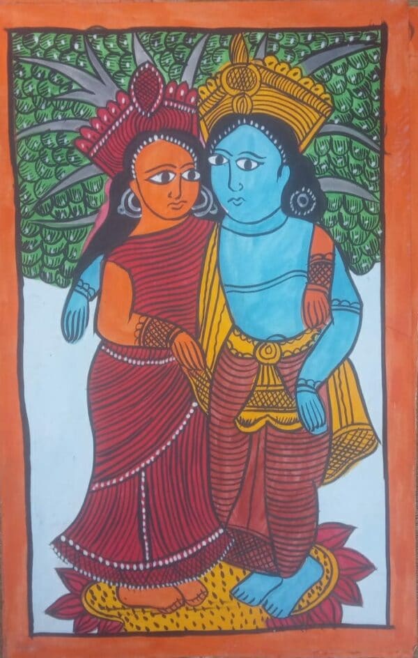 Radha Krishna - Kalighat painting - Jamal Chitrakar - 05