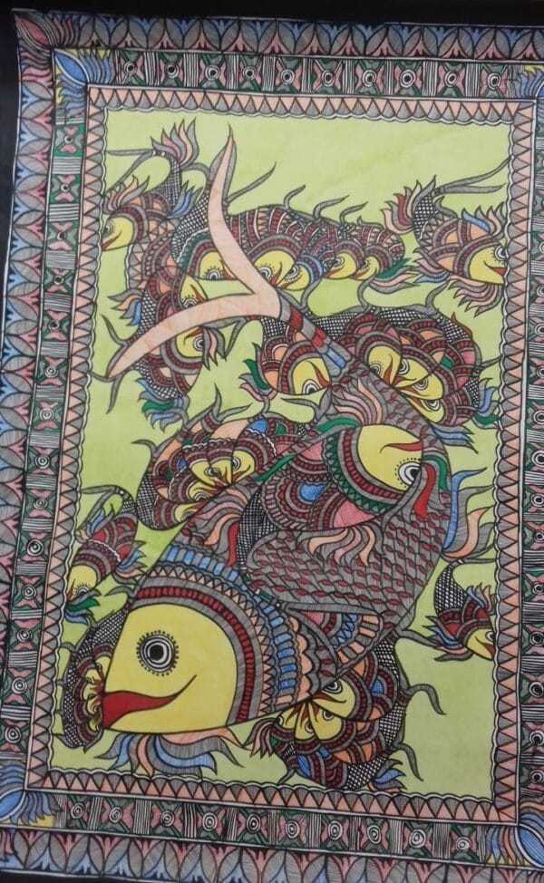 Fishes - Madhubani painting - Sharvan Paswan - 07