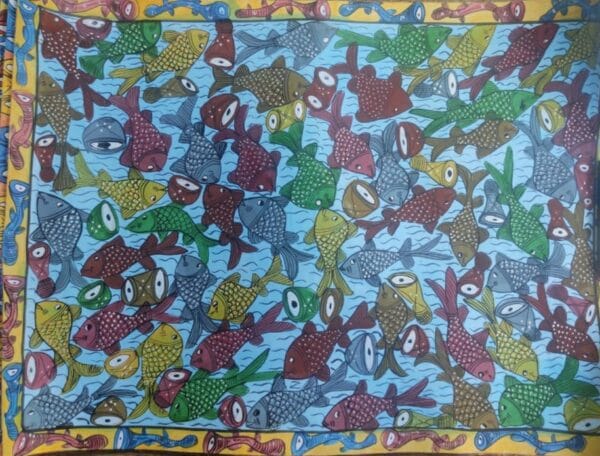 Fish marriage - Pattachitra painting - Mamata Chitrakar - 07