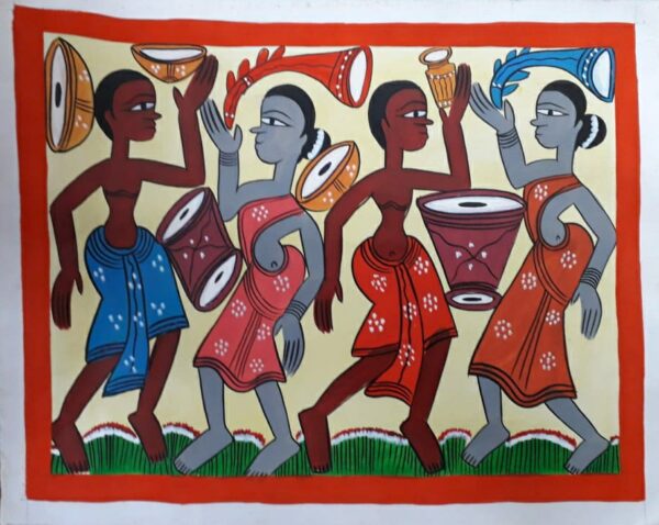 Tribal dance - Patua art - Amena Chitrakar - 02