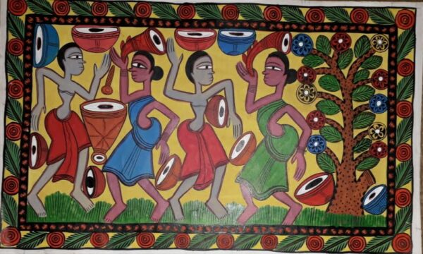 Tribal dance - Patua art - Amena Chitrakar - 03