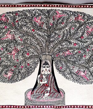 BUDDHA MADHUBANI PAINTING-KACHNI STYLEI