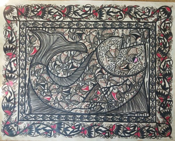 Fish Marriage # 2 - Patua/Pattachitra painting (71 x 56cm)