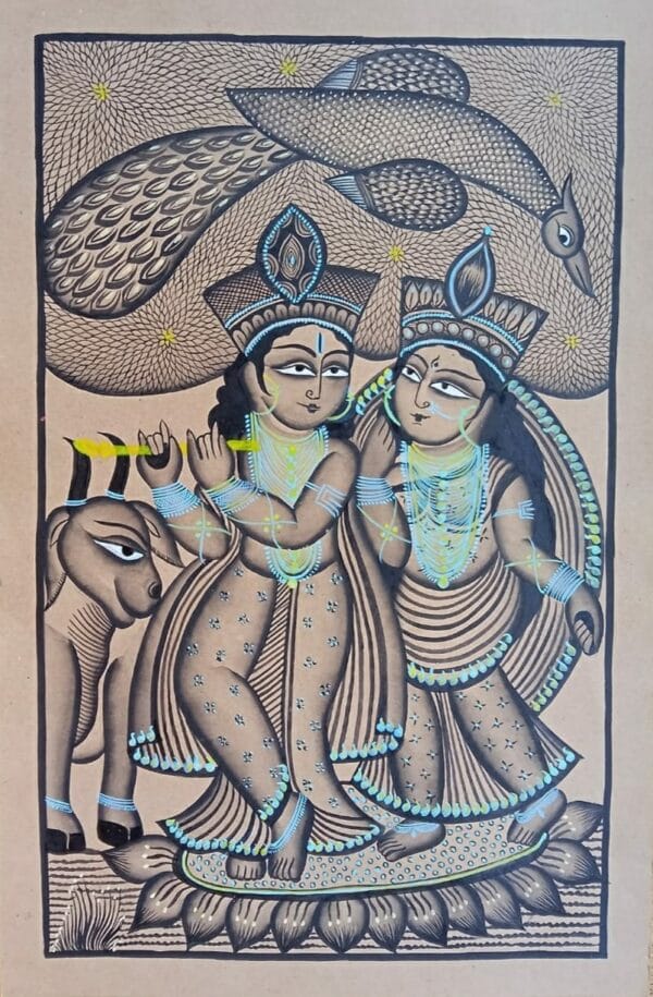 Radha Krishna - Kalighat painting - Farid Chitrakar - 03