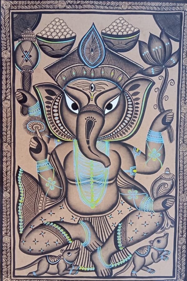 Shree Ganesh - Kalighat painting - Farid Chitrakar - 06