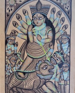 Maa Durga - Kalighat painting - Farid Chitrakar - 07