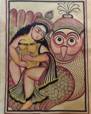 Maa Kamala kamini - Kalighat painting - Farid Chitrakar - 09