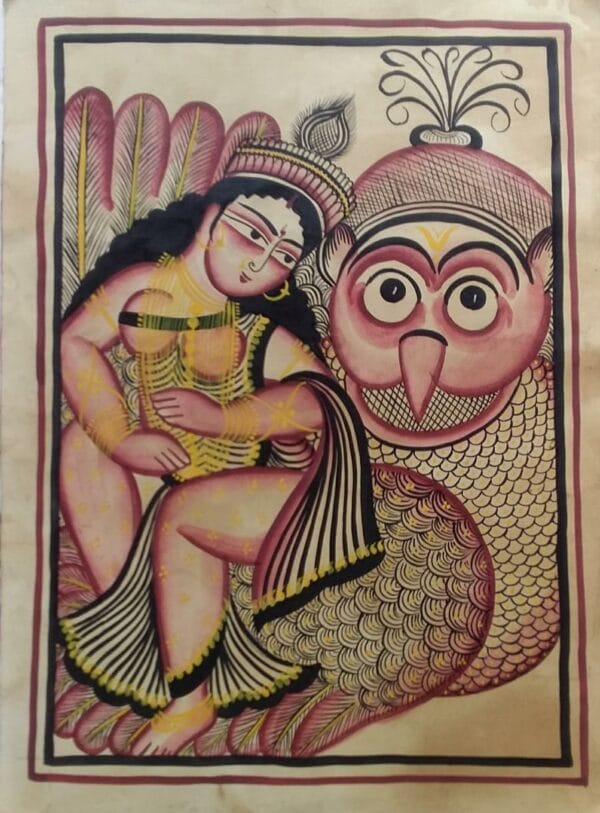 Maa Kamala kamini - Kalighat painting - Farid Chitrakar - 09