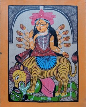 Maa Durga - Kalighat painting - Hasina Chitrakar - 03