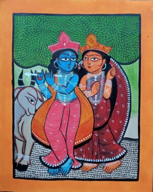 Radha Krishna - Kalighat painting - Hasina Chitrakar - 04