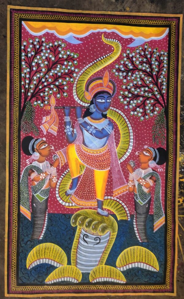 Krishna Kaliya Kalighat Pat Art Rahman Chitrakar 06