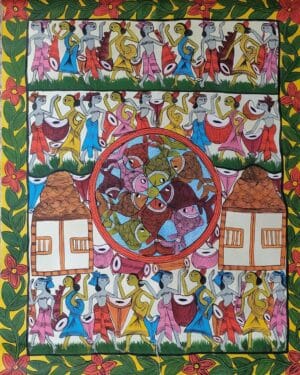 Tribal dance - Patua-Pattachitra painting - Arati - 05