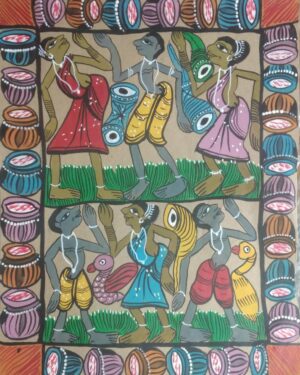 Tribal dance - Patua-Pattachitra painting - Sarabala - 01