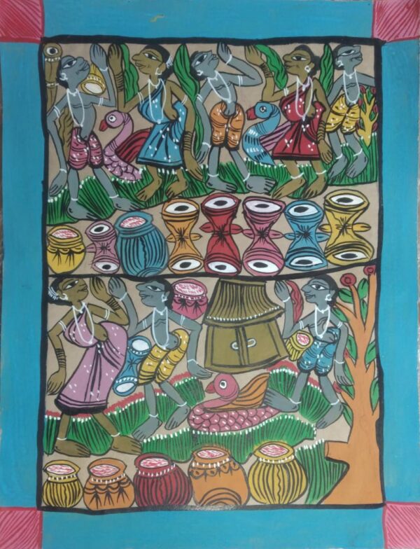 Tribal dance - Patua-Pattachitra painting - Sarabala - 04