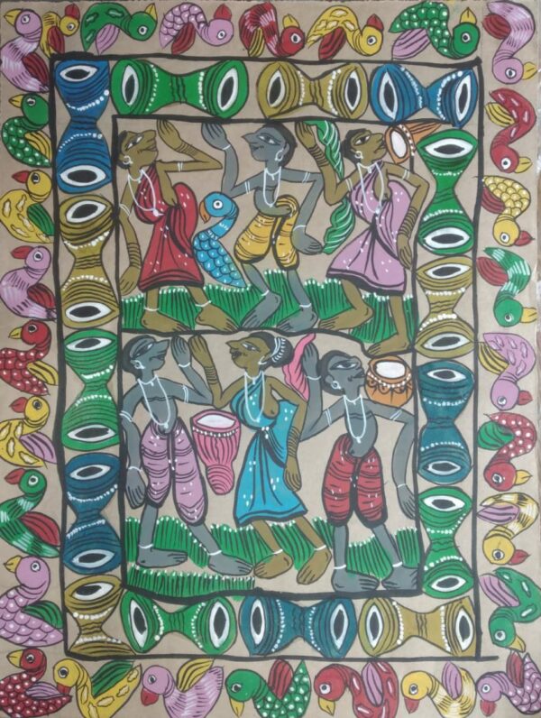 Tribal dance - Patua-Pattachitra painting - Sarabala - 05