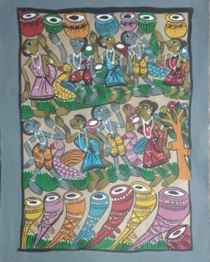 Tribal dance - Patua-Pattachitra painting - Sarabala - 06