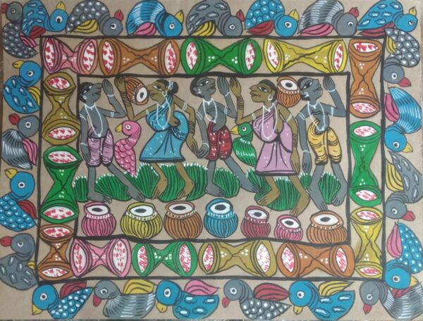 Tribal dance - Patua-Pattachitra painting - Sarabala - 10