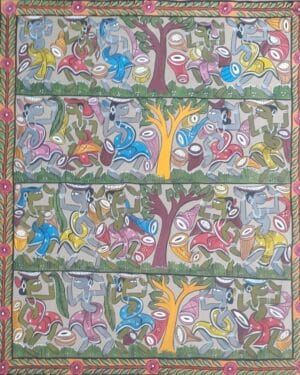 Tribal dance - Patua-Pattachitra painting - Sitara Chitrakar - 07