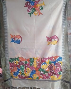 Patua art Handpainted Dupatta - Indian handicraft - Soniya Chitrakar - 02