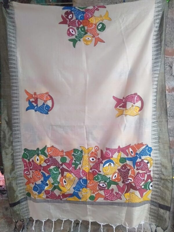 Patua art Handpainted Dupatta - Indian handicraft - Soniya Chitrakar - 02