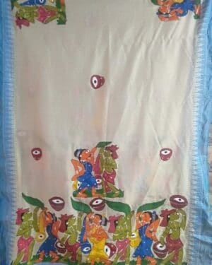 Patua art Handpainted Dupatta - Indian handicraft - Soniya Chitrakar - 03