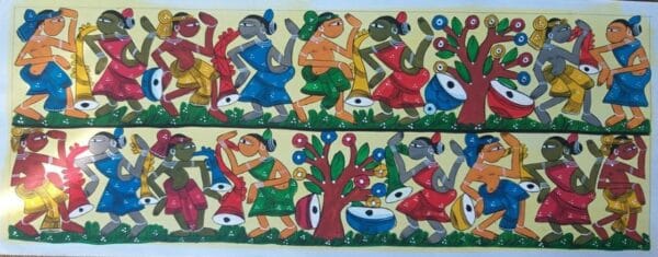 Tribal dance - Patua-Pattachitra painting - Jahanara Chitrakar - 02