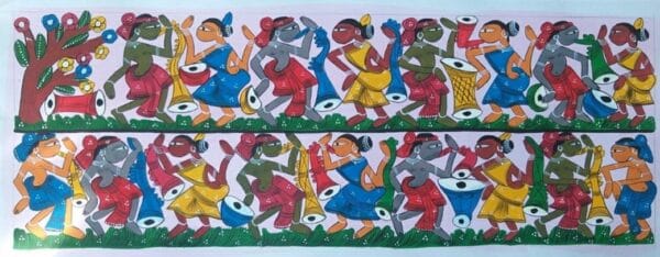 Tribal dance - Patua-Pattachitra painting - Jahanara Chitrakar - 04