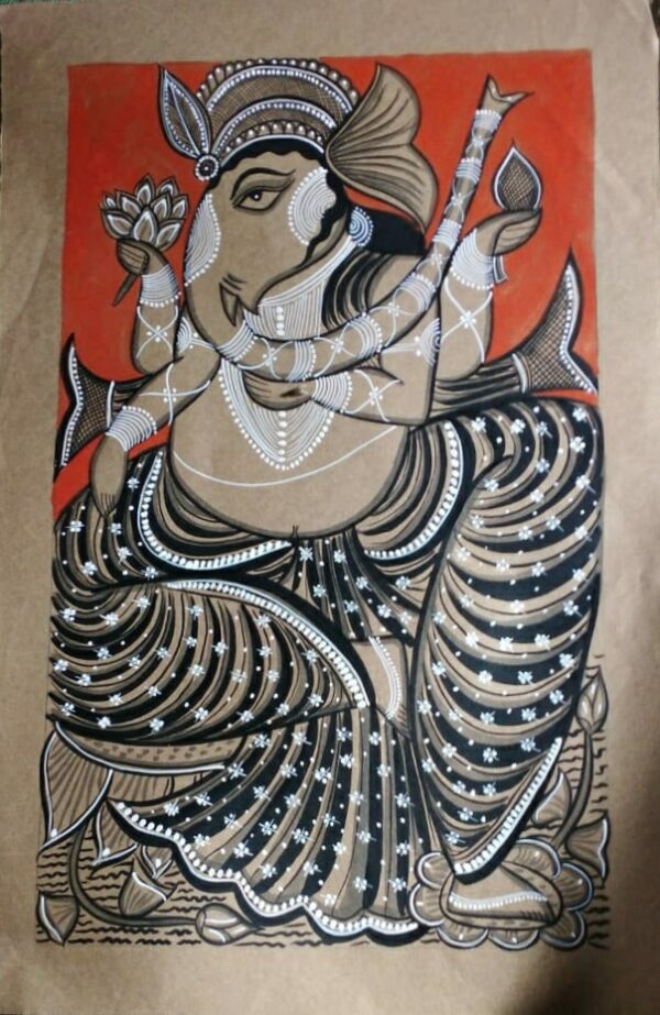 Shree Ganesha-Kalighat Painting-Khursed Chitrakar 06