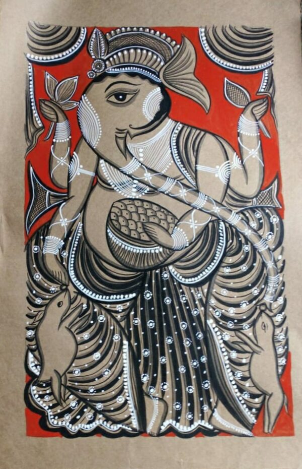 Shree Ganesha-Kalighat Painting-Khursed Chitrakar 08