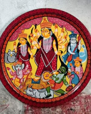 Maa Kali - Kalighat painting on plate - Indian handicraft - Ajay Chitrakar - 02