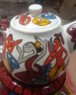 Patua art on a teapot - Indian handicraft - Ajay Chitrakar - 07