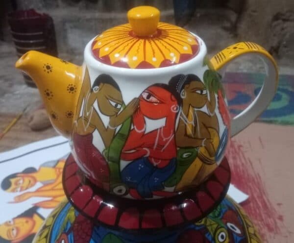 Patua art on teapot - Indian handicraft - Ajay Chitrakar - 08