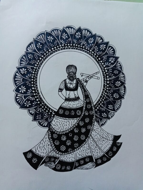 Dandiya. Girl mandala art