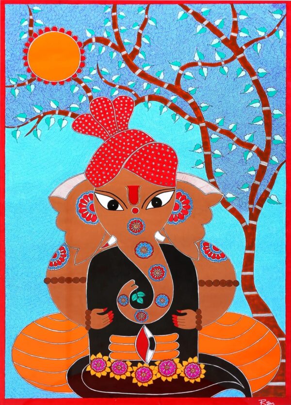 Lord Ganesh - Madhubani painting - Renu Singh - 06