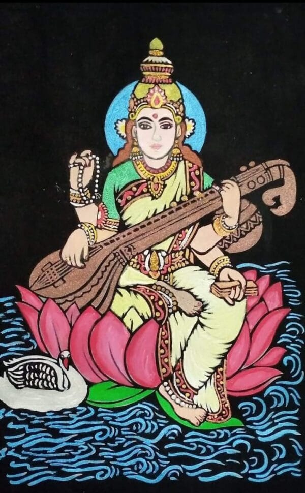 Maa Saraswathi - Madhubani painting - Ashish - 09