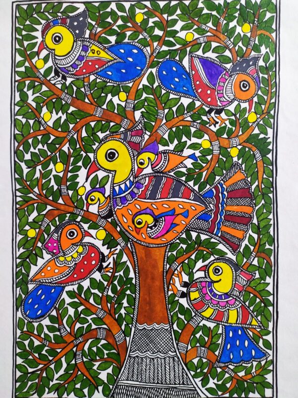 Tree of Life - Madhubani painting - Avdhesh Kumar - 07