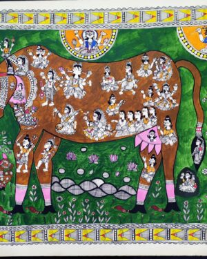 Kamadhenu - Madhubani painting - Avdhesh Kumar - 10